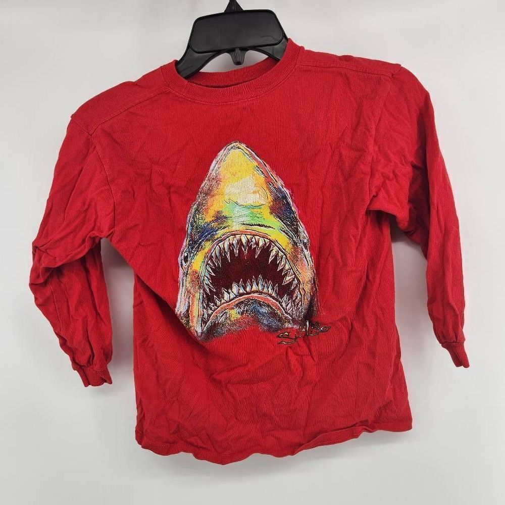 Salt Life Red Shark Long Sleeve T-Shirt Youth Small 6 / 7